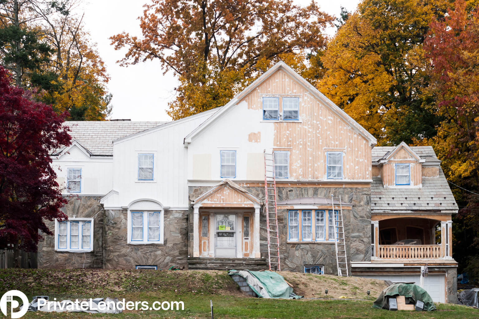 Exterior of house being renovated 