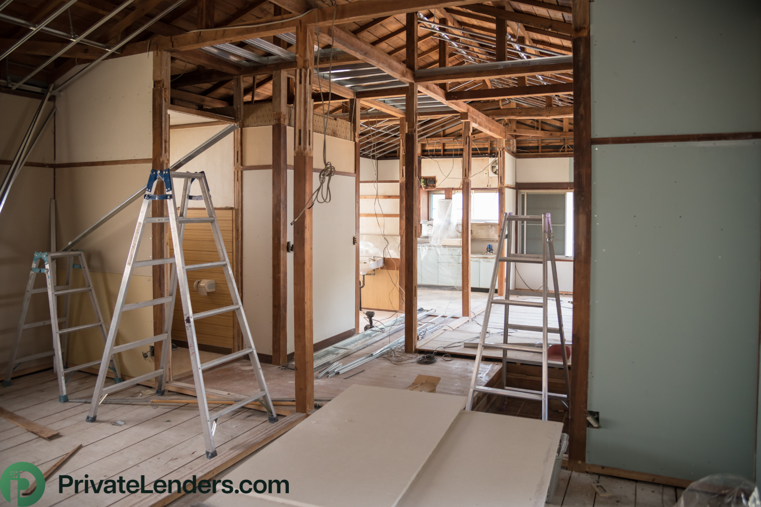The interior of a house being renovated 