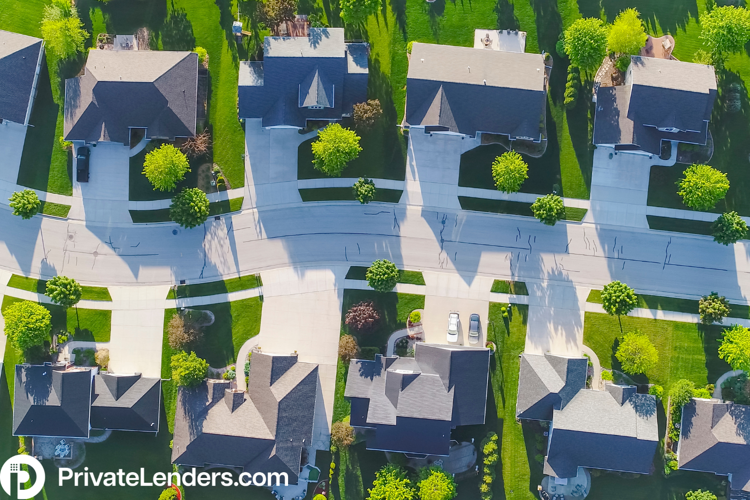 Ariel view of a neighborhood of townhomes